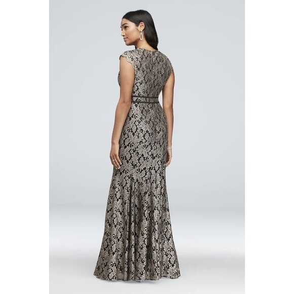 Nightway Lace Mermaid Gown Long Formal Dress Metallic Black MOB Glam Party 18W - Picture 6 of 16